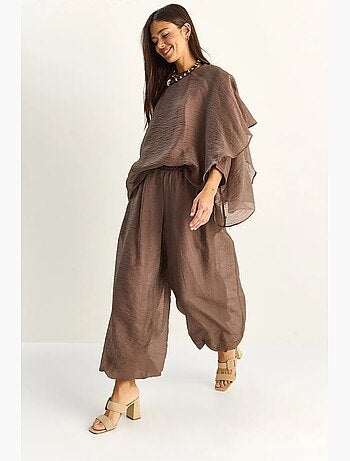 Conjunto coordinado de dos piezas de talle alto con pierna ancha lucci