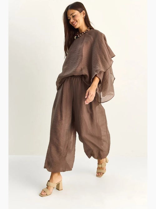 Conjunto coordinado de dos piezas de talle alto con pierna ancha lucci - Kiabi
