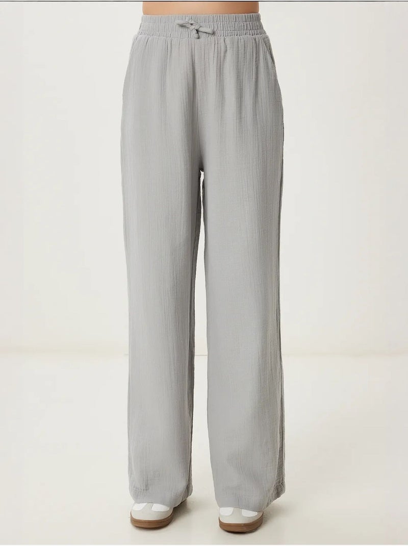 Conjunto coordinado de dos piezas de talle alto con pierna ancha y cuello camisero istanbul Gris - Kiabi
