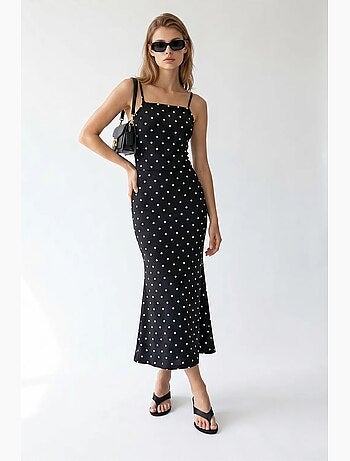 Conjunto coordinado de dos piezas para mujer de cintura alta con lunares mixray