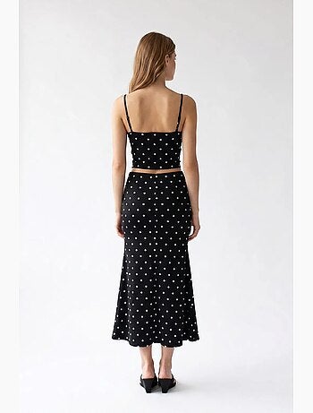 Conjunto coordinado de dos piezas para mujer de cintura alta con lunares mixray