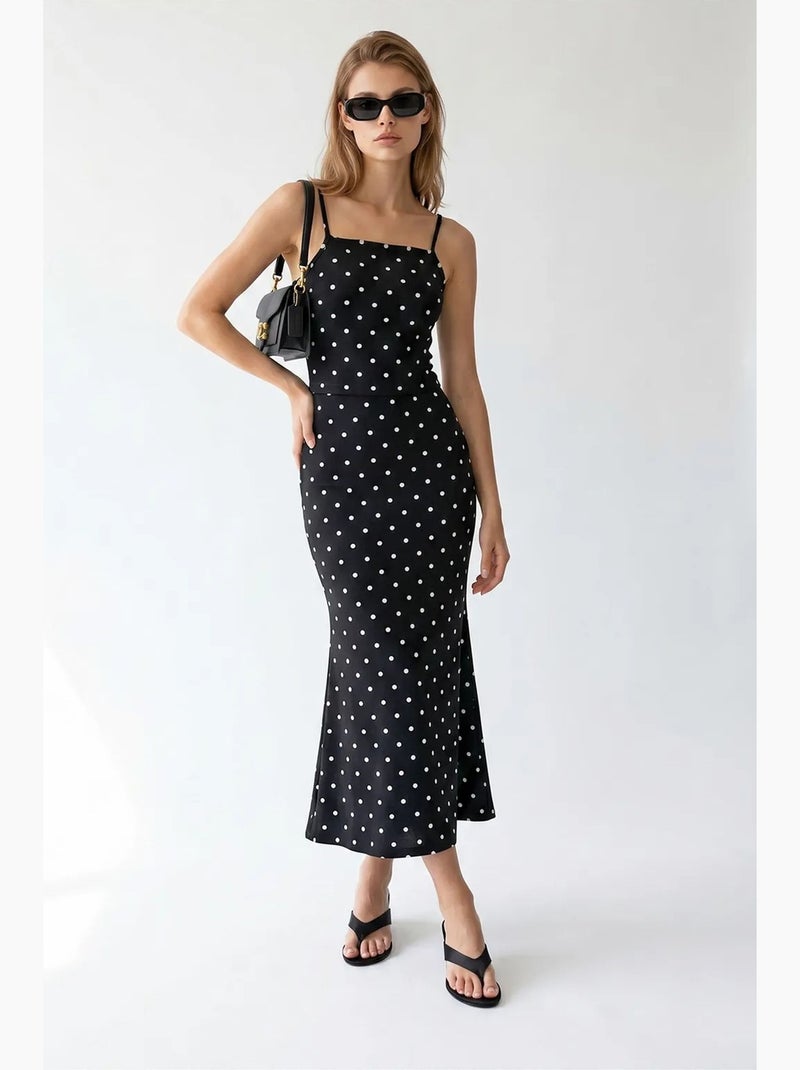 Conjunto coordinado de dos piezas para mujer de cintura alta con lunares mixray Negro - Kiabi
