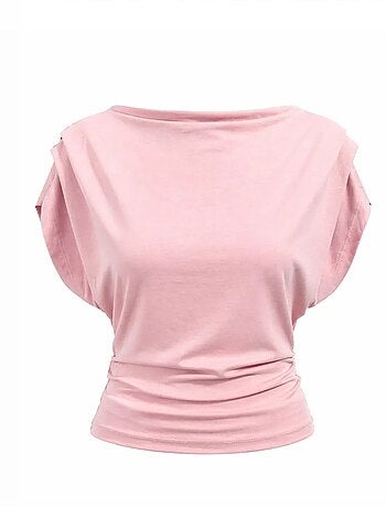 Conjunto coordinado de punto de talle alto con pierna ancha y escote barco mixray