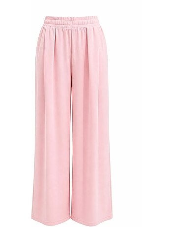 Conjunto coordinado de punto de talle alto con pierna ancha y escote barco mixray