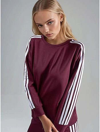 Conjunto coordinado de sudadera a rayas con cuello redondo y pantalón de pernera recta hiccup