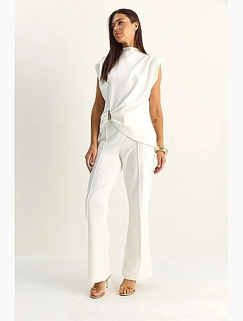 Conjunto coordinado de talle alto con pierna acampanada lucci