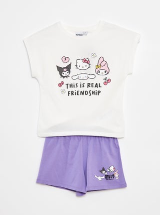 Conjunto corto con camiseta + pantalón corto 'Hello Kitty' - 2 piezas