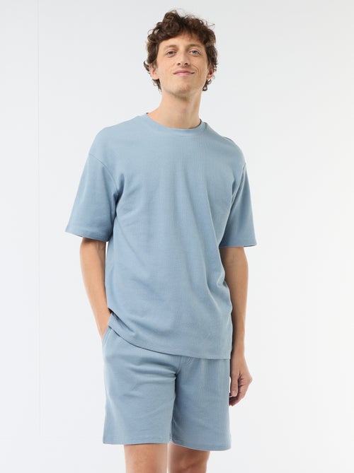 Conjunto corto de pijama en nido de abeja - 2 piezas - Kiabi