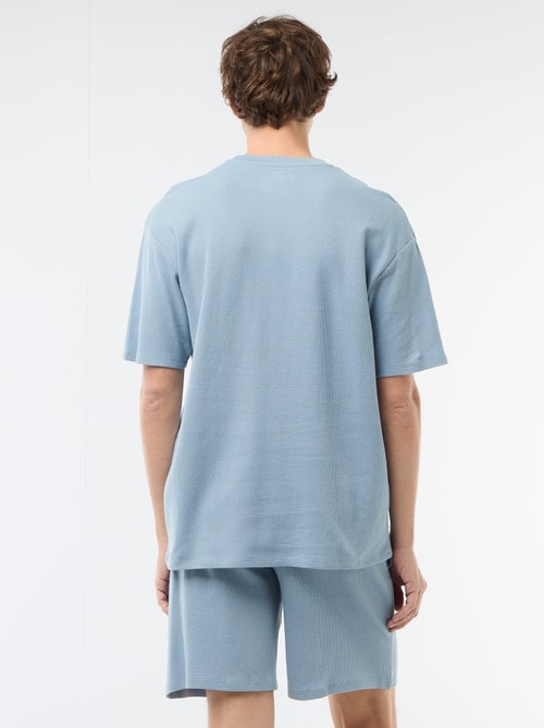 Conjunto corto de pijama en nido de abeja - 2 piezas - Kiabi