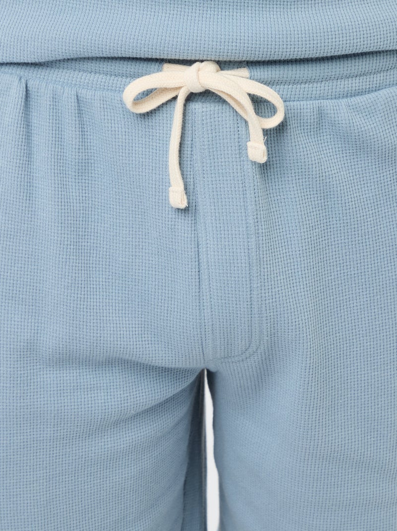 Conjunto corto de pijama en nido de abeja - 2 piezas Azul - Kiabi