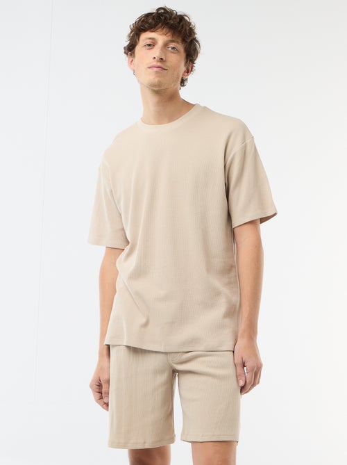 Conjunto corto de pijama en nido de abeja - 2 piezas - Kiabi