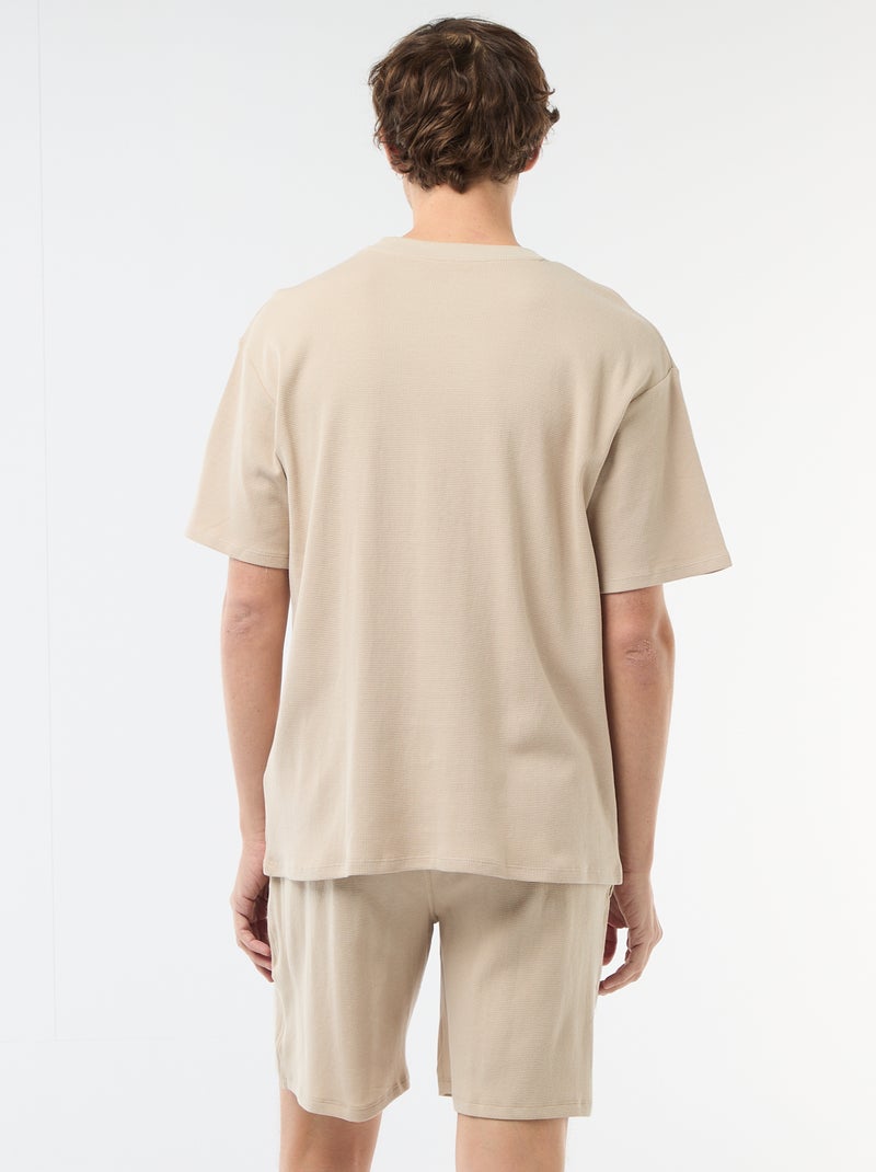 Conjunto corto de pijama en nido de abeja - 2 piezas Beige - Kiabi