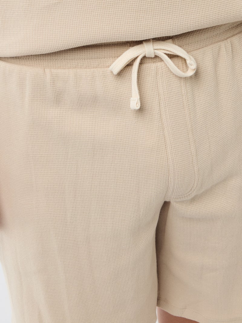 Conjunto corto de pijama en nido de abeja - 2 piezas Beige - Kiabi