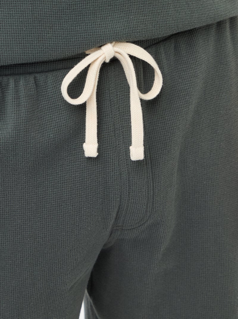 Conjunto corto de pijama en nido de abeja - 2 piezas Kaki - Kiabi