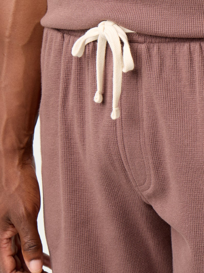 Conjunto corto de pijama en nido de abeja - 2 piezas Marron - Kiabi