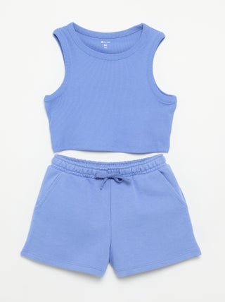 Conjunto corto de short y camiseta de tirantes - 2 piezas