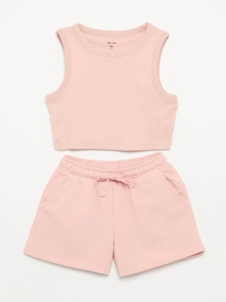 Conjunto corto de short y camiseta de tirantes - 2 piezas