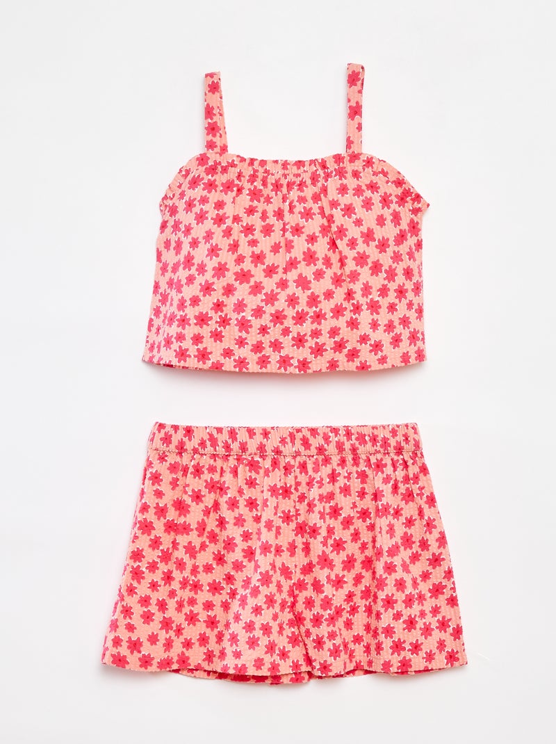 Conjunto corto top + pantalón corto - 2 piezas Rosa - Kiabi