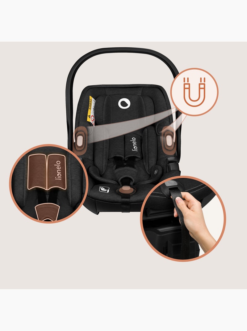 Conjunto Cosi 360° ISOFIX LIONELO Moxie i-Size - Ligero - 40-87 cm - Tejido de bambú natural Negro - Kiabi