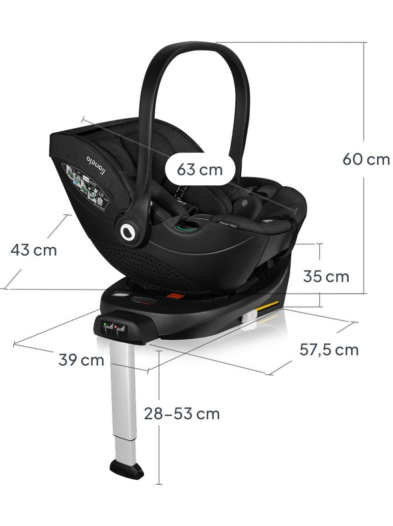 Conjunto Cosi 360° ISOFIX LIONELO Moxie i-Size - Ligero - 40-87 cm - Tejido de bambú natural Negro - Kiabi