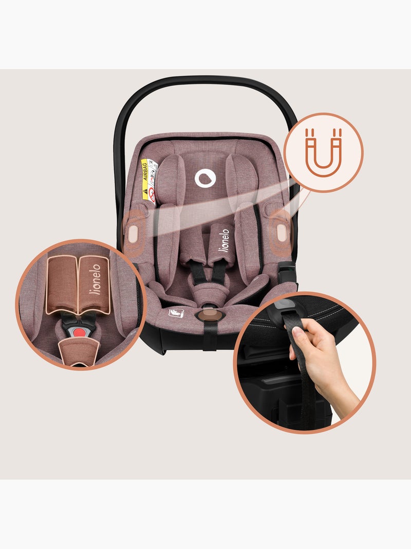 Conjunto Cosi 360° ISOFIX LIONELO Moxie i-Size - Ligero - 40-87 cm - Tejido de bambú natural Rosa - Kiabi
