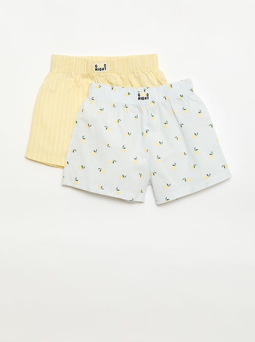 Conjunto de 2 pantalones cortos de noche de popelina de algodón - Kiabi