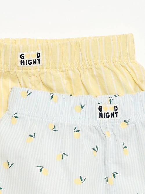 Conjunto de 2 pantalones cortos de noche de popelina de algodón - Kiabi