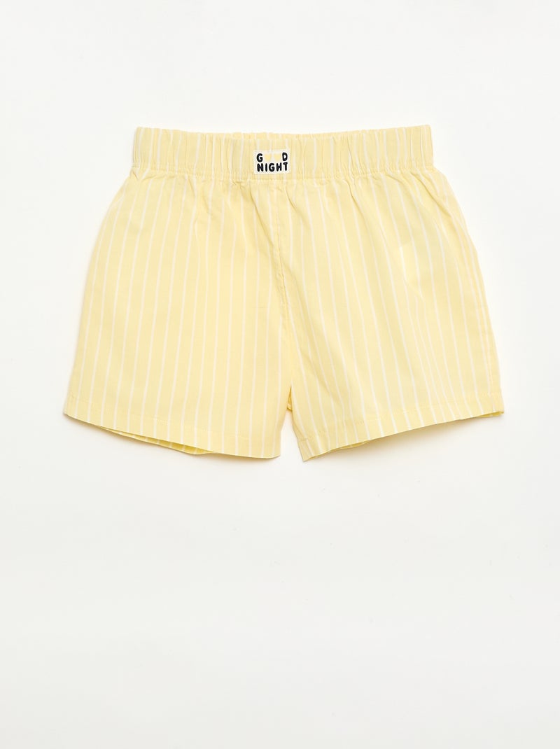 Conjunto de 2 pantalones cortos de noche de popelina de algodón Amarillo - Kiabi