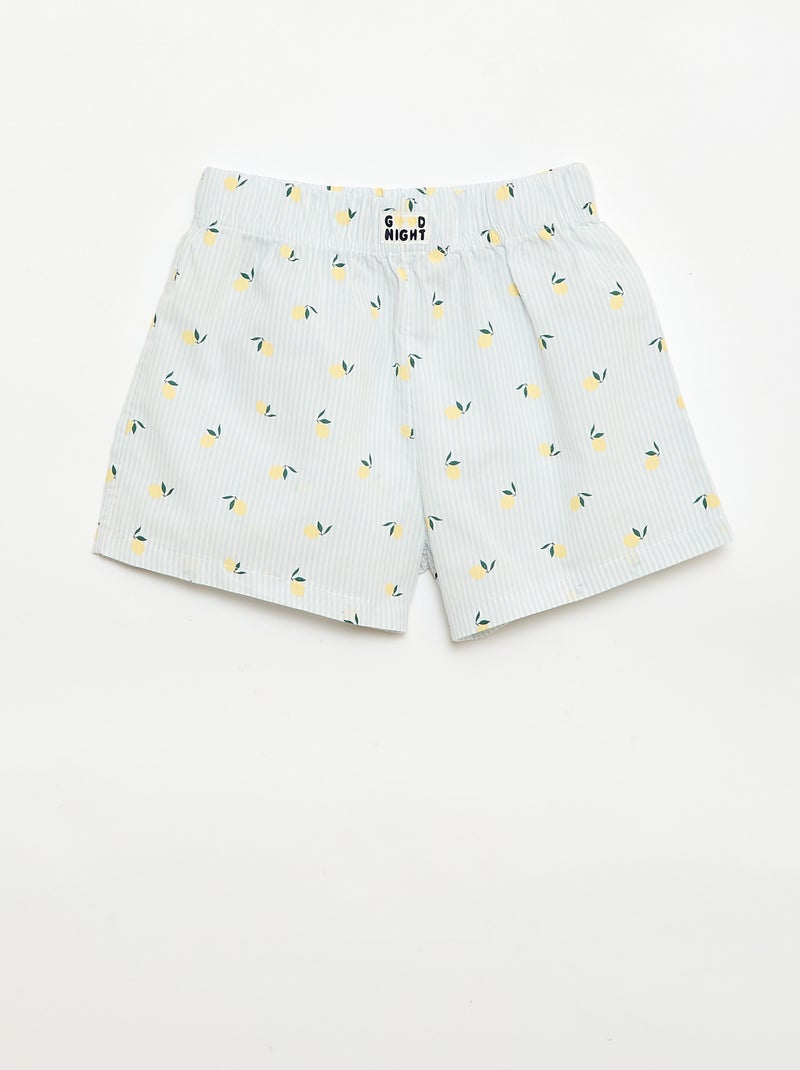 Conjunto de 2 pantalones cortos de noche de popelina de algodón Amarillo - Kiabi