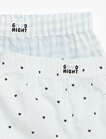 Conjunto de 2 pantalones cortos de noche de popelina de algodón