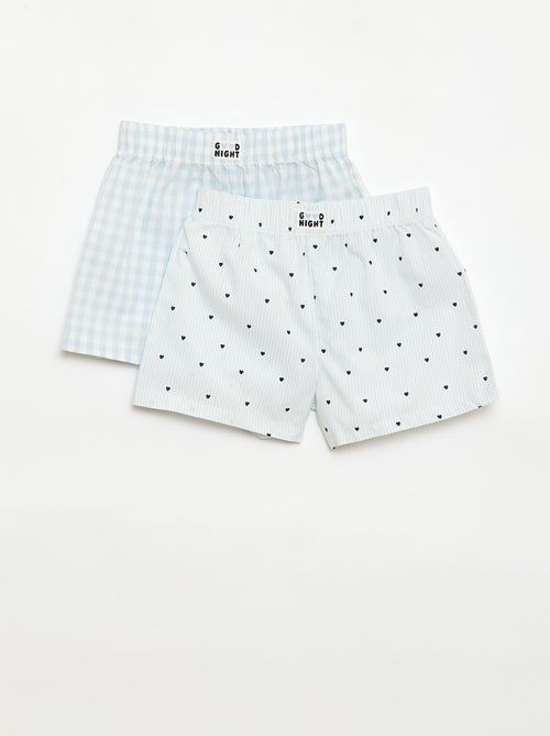 Conjunto de 2 pantalones cortos de noche de popelina de algodón - Kiabi