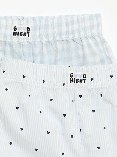 Conjunto de 2 pantalones cortos de noche de popelina de algodón - Kiabi