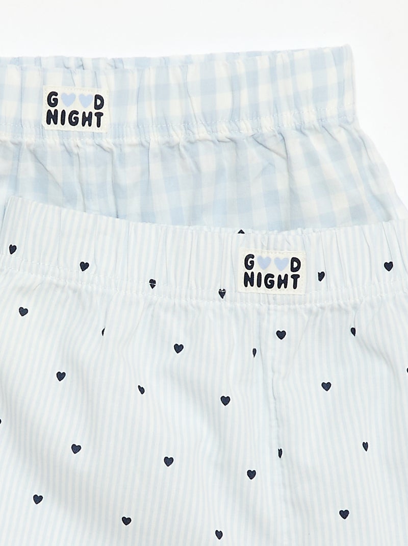 Conjunto de 2 pantalones cortos de noche de popelina de algodón Azul - Kiabi