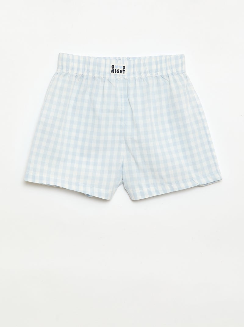 Conjunto de 2 pantalones cortos de noche de popelina de algodón Azul - Kiabi