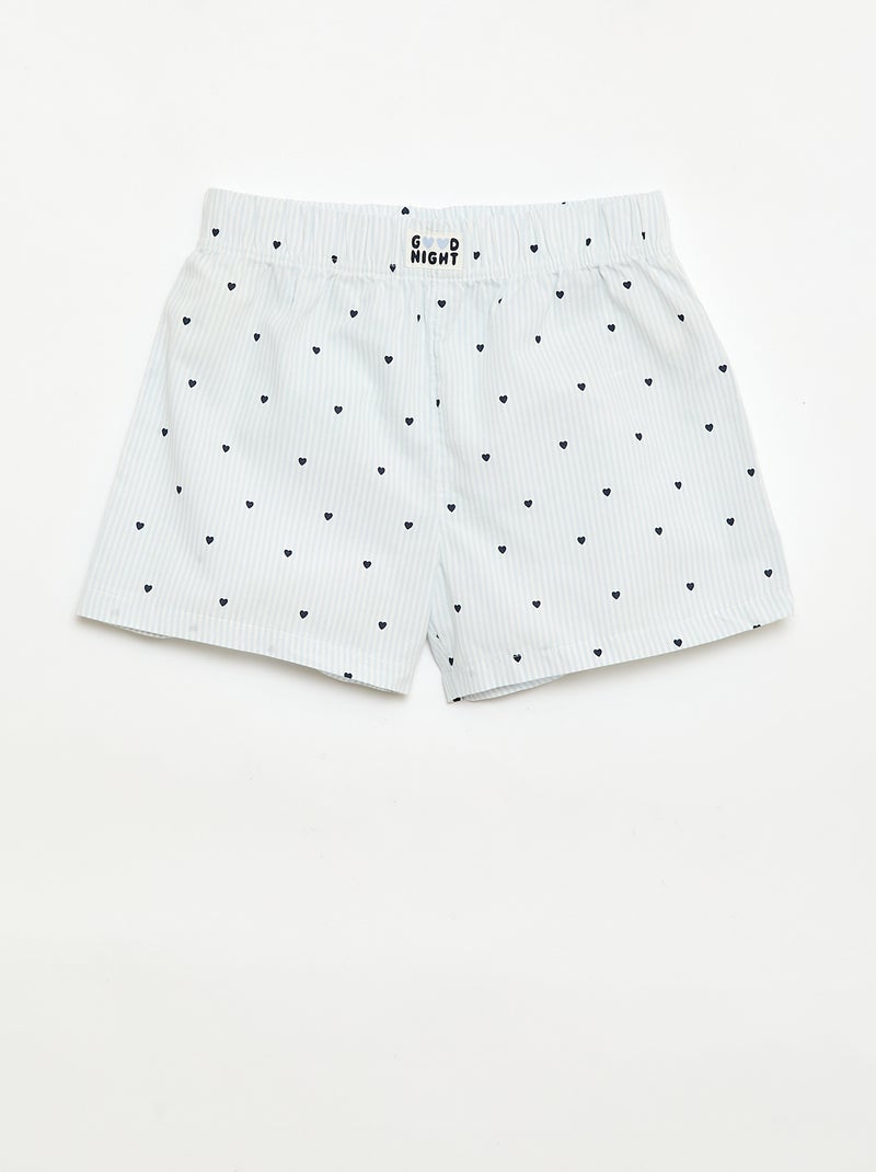 Conjunto de 2 pantalones cortos de noche de popelina de algodón Azul - Kiabi