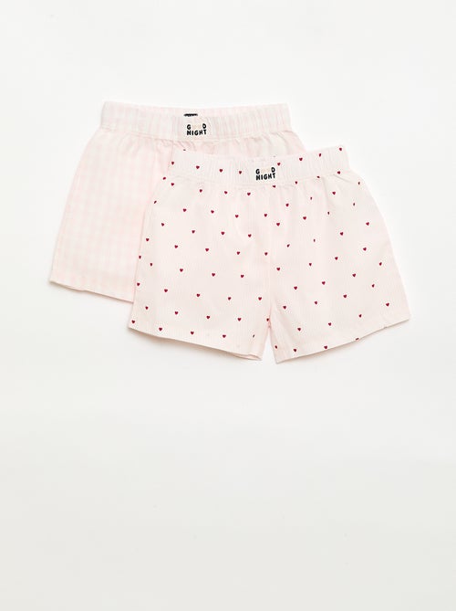Conjunto de 2 pantalones cortos de noche de popelina de algodón - Kiabi