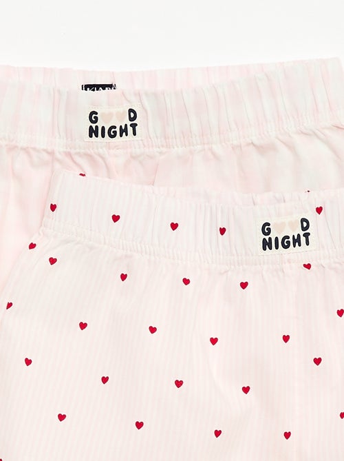 Conjunto de 2 pantalones cortos de noche de popelina de algodón - Kiabi