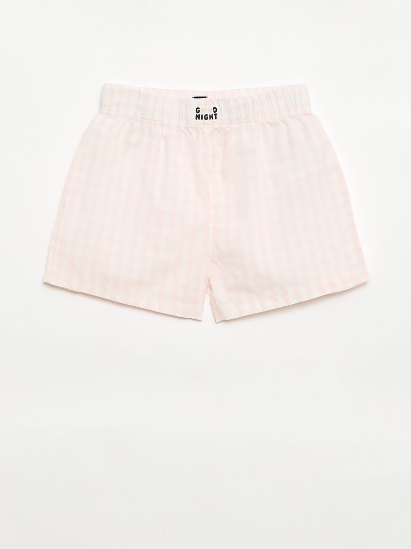 Conjunto de 2 pantalones cortos de noche de popelina de algodón Rosa - Kiabi