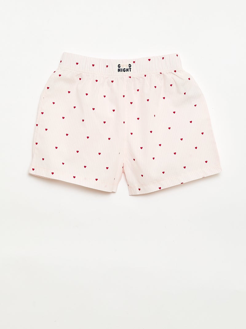 Conjunto de 2 pantalones cortos de noche de popelina de algodón Rosa - Kiabi