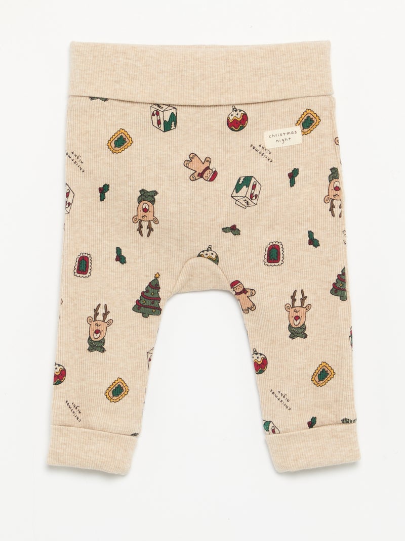 Conjunto de 2 piezas - Body de manga larga + legging Beige - Kiabi