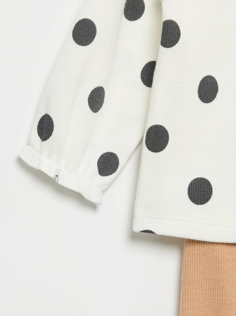 Conjunto de 2 piezas - Camiseta de manga larga + legging Blanco - Kiabi