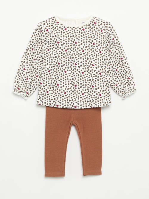 Conjunto de 2 piezas - Camiseta de manga larga + legging - Kiabi