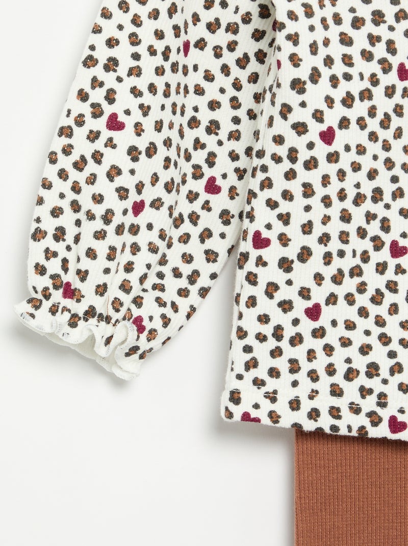 Conjunto de 2 piezas - Camiseta de manga larga + legging Blanco - Kiabi