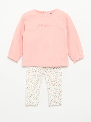 Conjunto de 2 piezas - Camiseta de manga larga + legging