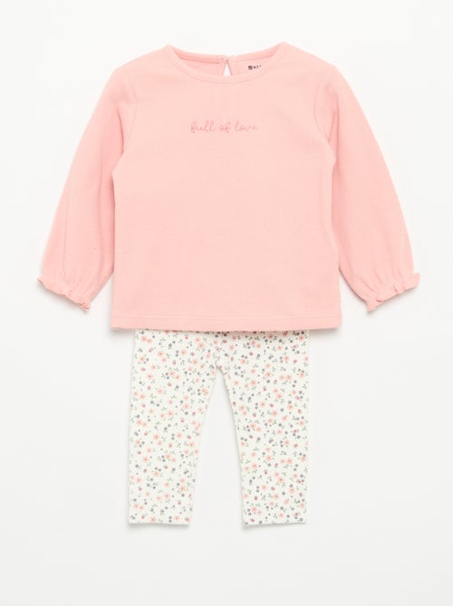 Conjunto de 2 piezas - Camiseta de manga larga + legging - Kiabi
