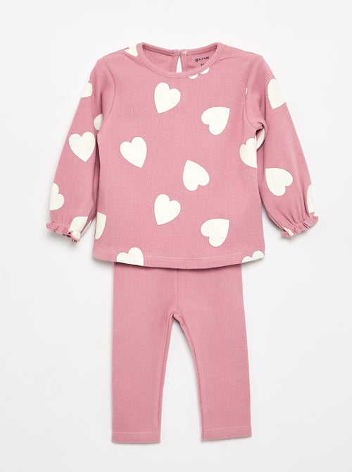 Conjunto de 2 piezas - Camiseta de manga larga + legging - Kiabi Conjunto de 2 piezas - Camiseta de manga larga + legging - Kiabi
