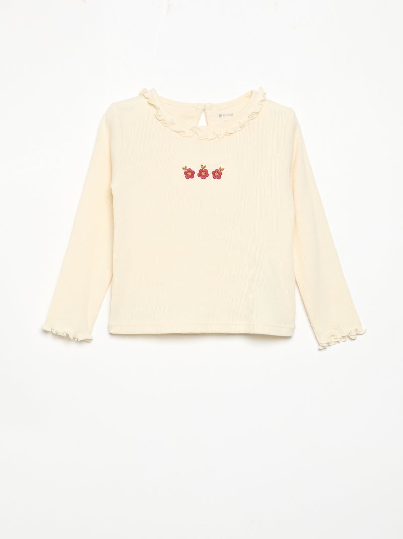Conjunto de 2 piezas - Camiseta + pantalón de terciopelo Blanco - Kiabi