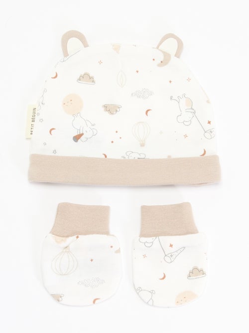 Conjunto de 2 piezas - gorro y par de manoplas 'Petit Béguin' - Kiabi