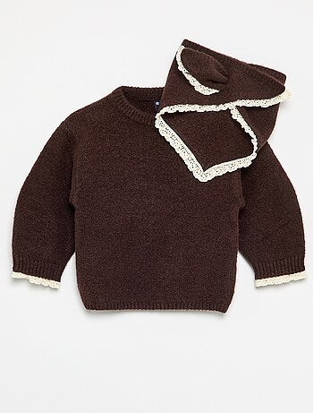 Conjunto de 2 piezas - jersey + pañuelo con detalles de macramé