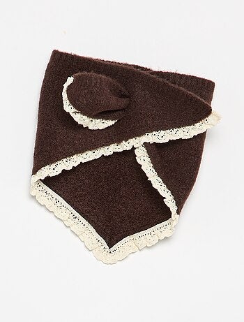 Conjunto de 2 piezas - jersey + pañuelo con detalles de macramé